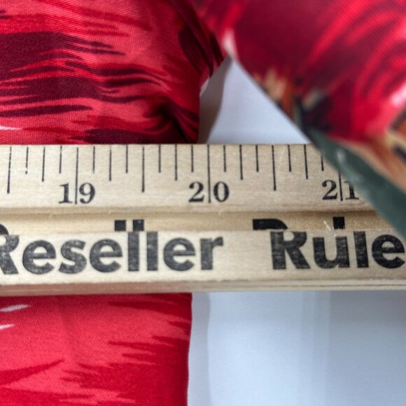 YMLA Shirt Mens Button Down Short Sleeve Hawaiian Caribbean Palms Red Green S - Picture 7 of 11